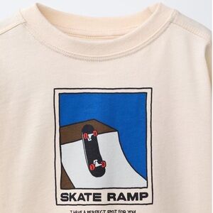 Zara Cream Skateboard Graphic Long Sleeve Tee